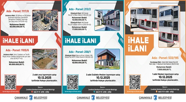 &Ccedil;anakkale Belediyesi 6 Taşınmazı Satışa &Ccedil;ıkardı