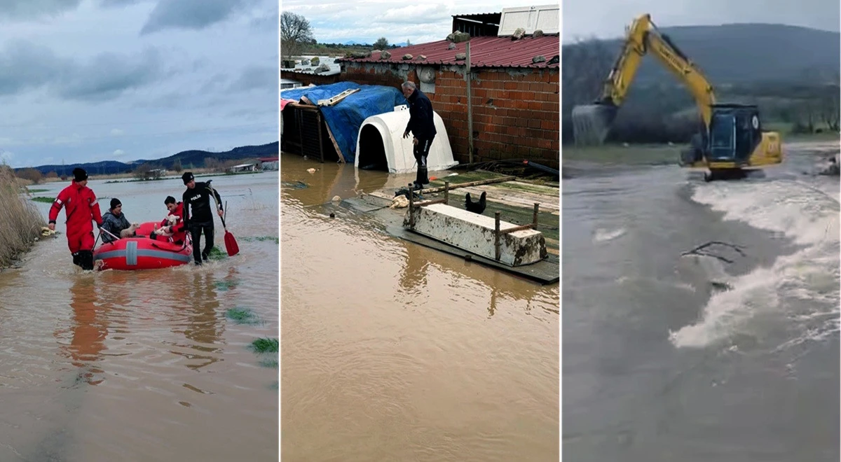 Ezine'de Sel Baskını: Mahsur Kalan Kişi ve Kuzuları Kurtarıldı